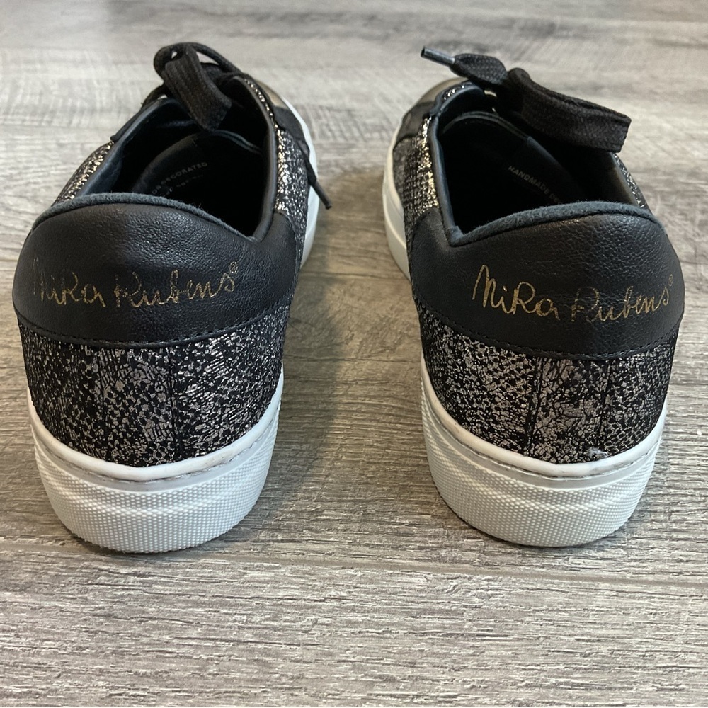 Nira Rubens Black Metallic Glitter Animal Print Sneakers Size 40 US 10 - Picture 4 of 8